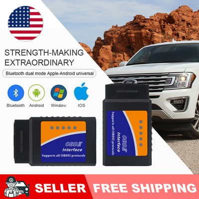 2PCS Bluetooth OBDII Car Auto Fault Code Reader Scanner Diagnostic Tool ELM327