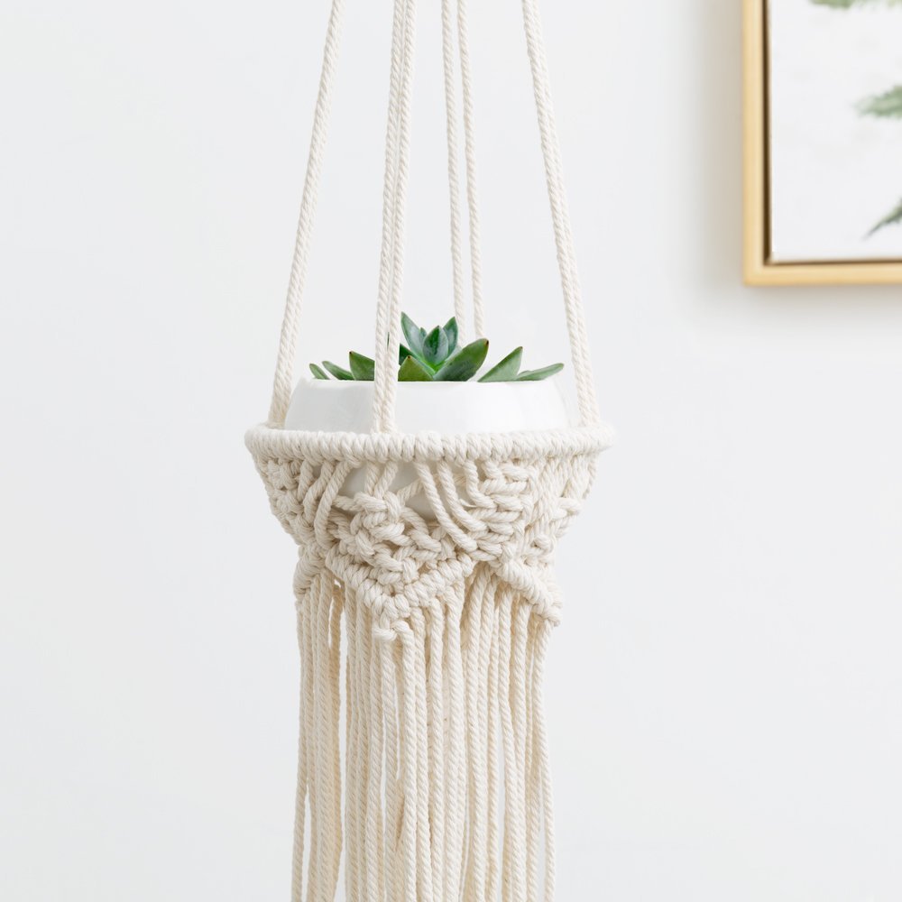 Mkono 2 Pack Mini Macrame Air Plant Holder Boho Tillandsia Hanger Modern