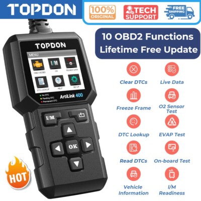 TOPDON AL400 Car OBD OBD2 Scanner Code Reader Check Engine Fault Diagnostic Tool