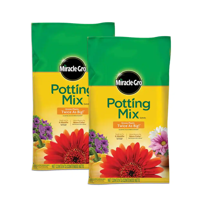 2 PACK Miracle-Gro FOR Potting Mix 16 qt. Grow Plant Twice Specially Formulated