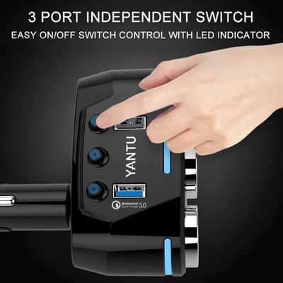 Cigarette Lighter Adapter Socket Splitter Dual USB Car Charger Digital 120W 3.1A