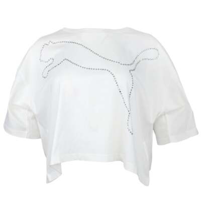 

Puma 578390-02 Womens X The Kooples Cropped Футболка с круглым вырезом и короткими рукавами, Белый