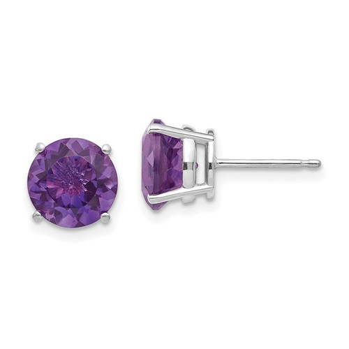 Pre-owned Goldia 14k White Gold 8mm Amethyst Earrings