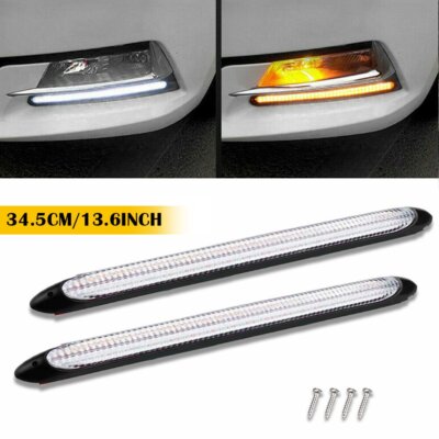 2x DRL LED Headlight Strip Light Daytime Running Sequential Turn Signal Lamp USA