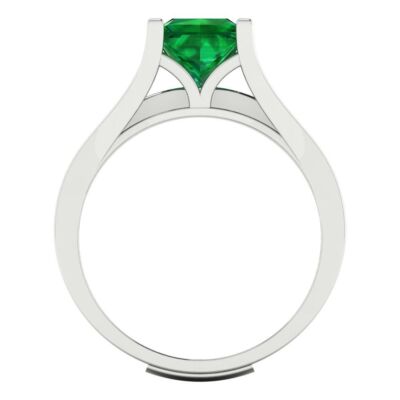 Pre-owned Pucci 3.4 Princess Cut Simulated Emerald Wedding Ring Set Sliding Solid 14k White Gold