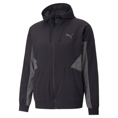 

Puma Fit Woven Training Full Zip Jacket Мужская черная повседневная спортивная верхняя одежда 522, Черный, Puma Fit Woven Training Full Zip Jacket