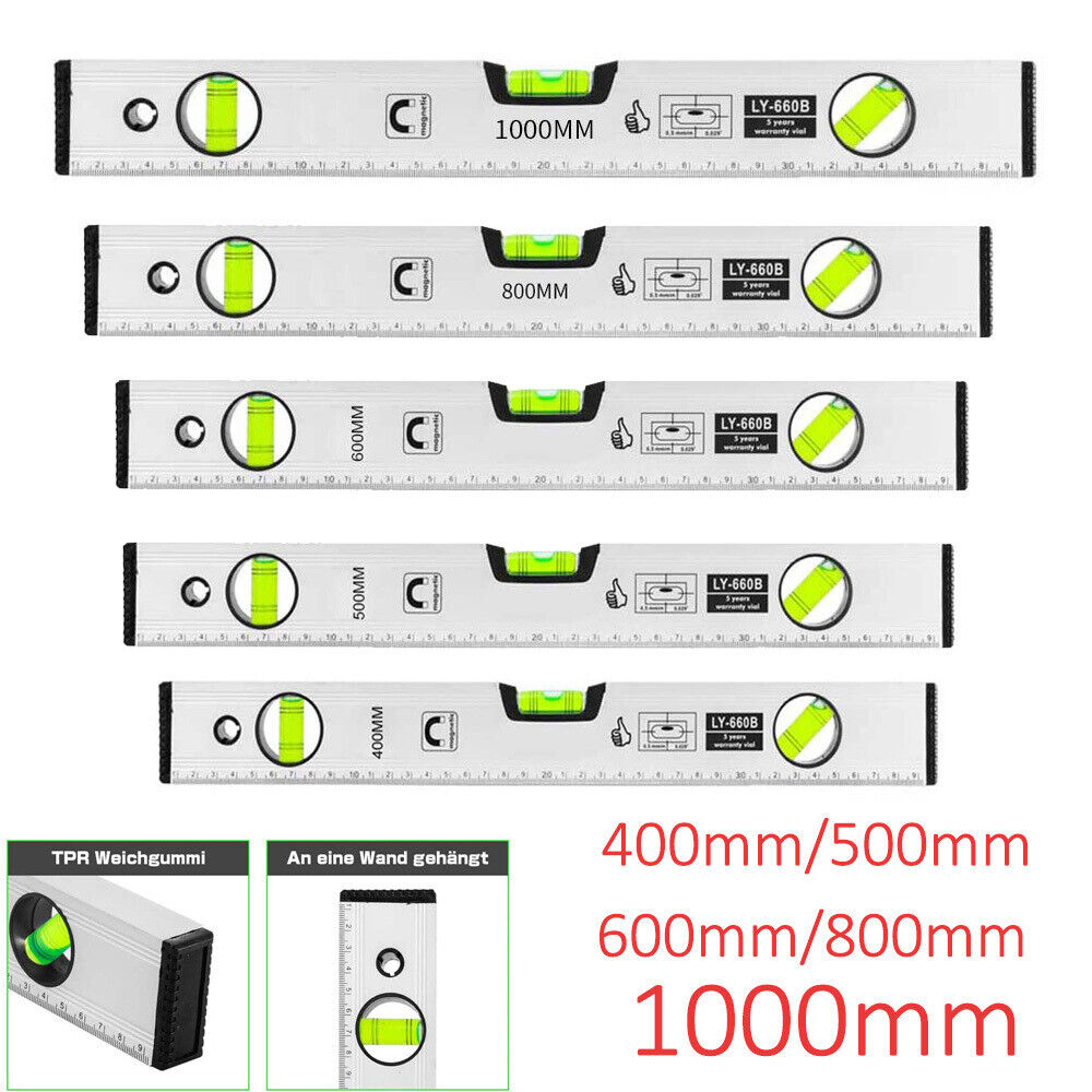 Wasserwaage Aluminium Wasserwaagen Industrie 40 / 60 cm Set Zaunwaage Magnet DHL