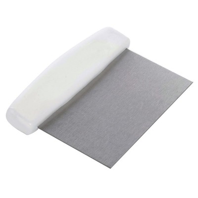 HUBERT  Dough Scraper with White Plastic Handle Stainless Steel - 6 1/2''L x 4