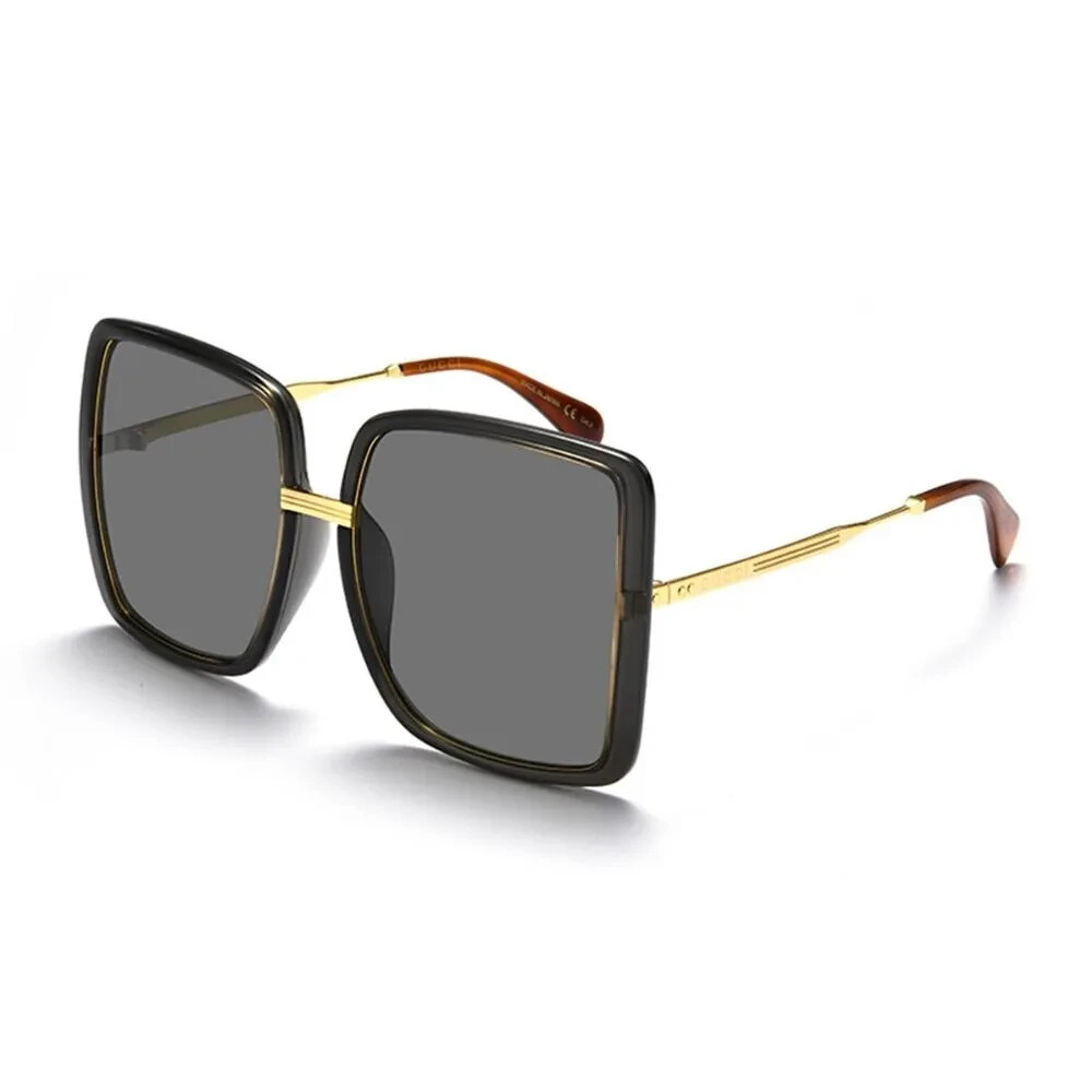 Pre-owned Gucci Women's Oversized Gg0903sa 001 Gold Grey / Grey Lens Sunglasses In Gray