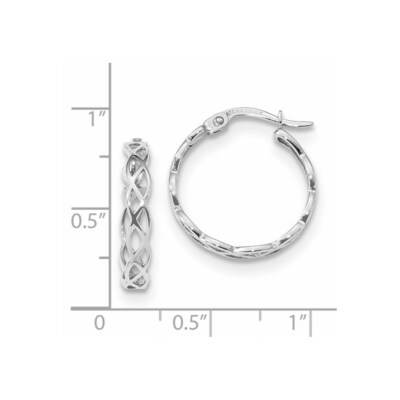 Pre-owned Superdealsforeverything Real 14kt White Gold Polished Intertwined Filigree Hoop Earrings