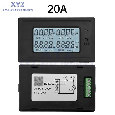 DC6-200V Digital Coulomb Meter Voltage Current Power Meter Energy Indicator US