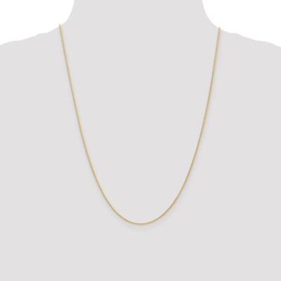 Pre-owned Superdealsforeverything Real 14kt Yellow Gold 24 Inch 1mm Round Parisian Wheat With Lobster Clasp Chain