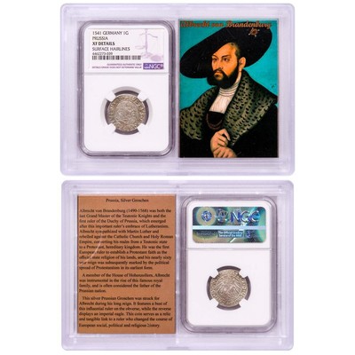 1525-1569 Prussia, Silver Groschen - Albrecht von Brandenburg NGC XF Story Vault