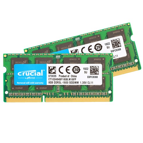 Crucial 16GB 8GB 2Rx8 PC3L-12800 DDR3L-1600Mhz 1.35V SODIMM Memory Laptop 204pin
