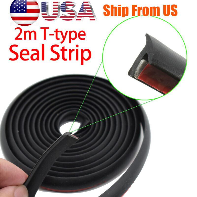 2m 6.5ft Car Door Boot Edge Protector T-shape Seal Strip Weatherstrip Rubber