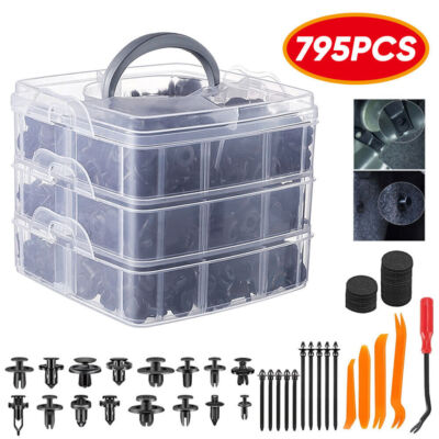 795PCs Car Retainer Clips Auto Fasteners Push Trim Clips Pin Rivet Bumper Kit US