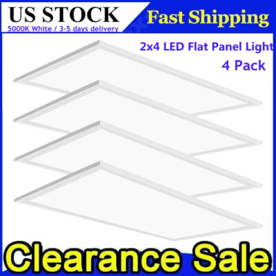 4 Pack 2X4 White 5000K Daylight Edge-Lit LED Dimmable Flat Panel Troffer Light