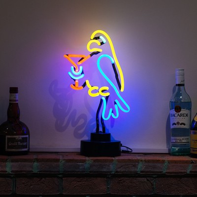 Cocktails Parrot Design Glass tube Neon Table Lamp Customizable Sculpture