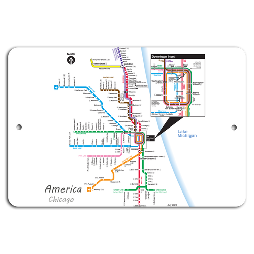 地図・旅行ガイド TRANSIT Chicago Transit Authority Downtown Sightseeing Guide Print