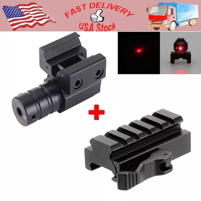 Red Dot Laser Beam Sight Rail Mount with 5 Slot Quick Release QD Riser Mount Set