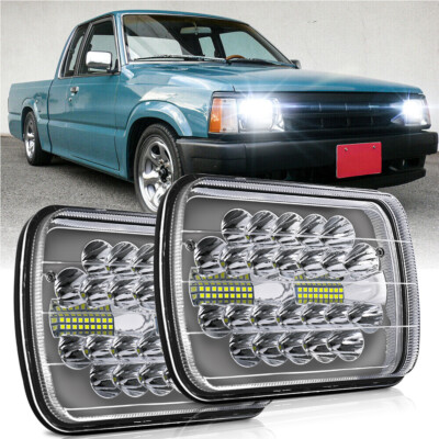 For Mazda B2000 B2200 B2600 RX-7 GLC Pickup 2pcs 7x6'' Led Headlights Hi/Low Beam