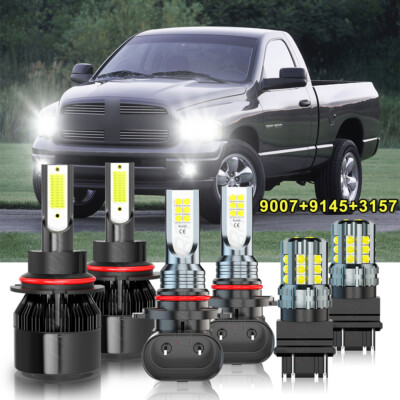 For 2002-2005 Dodge Ram 1500 2500 3500 LED Headlight+Fog Bulbs+Turn Signal Lamp