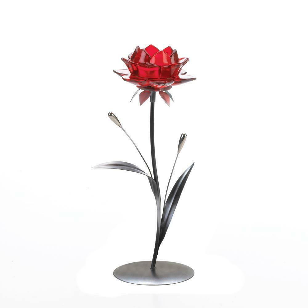 Single Red Flower Candle Holder Tabletop
