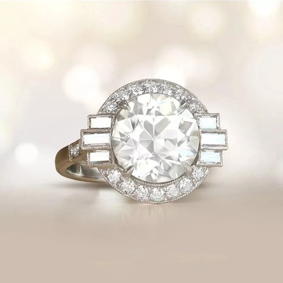 14K White Gold Plated 2Ct Round Lab-Created Diamond Women's Valentine Gift Ring