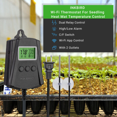 Seed Started Heat Mat Thermostat WiFi Temperature Controller Dual Probe Control