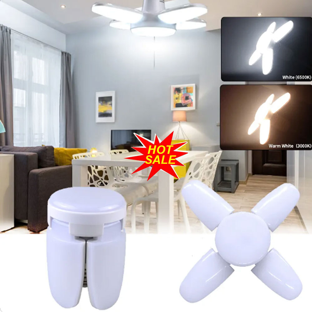 E27 LED Garage Light Bulb Deformable Ceiling Fixture Lights Shop Workshop Lamp