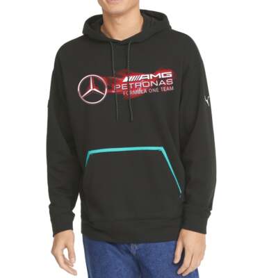 

Puma Mapf1 Nightride Pullover Hoodie Мужская черная повседневная спортивная верхняя одежда 534848, Черный, Puma Mapf1 Nightride Pullover Hoodie