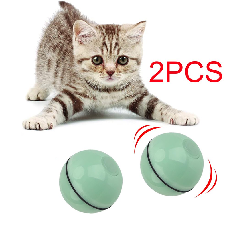 2PCS Cat Toy Smart Interactive Rolling Ball Automatic Rotating Pet Play Game Toy