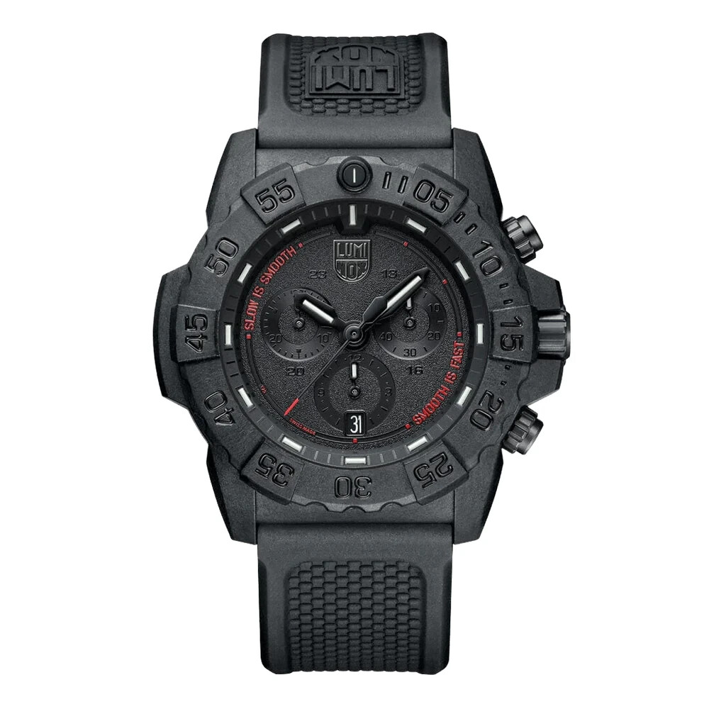 Pre-owned Luminox 45mm Navy Seal Chronograph Men's Black Out Rubber Watch Xs.3581.sis