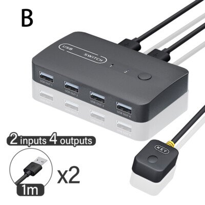 USB 2.0 Switch Selector 4 Port KVM Switcher 4 Computers Sharing 4 USB Devices US