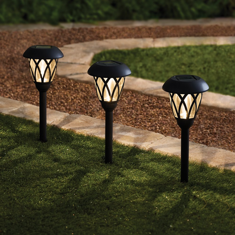 Black Lattice LED Landscape Pathway Light with Glass Lens