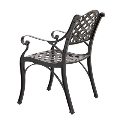 Nuu Garden Outdoor Arm Dining Chair 2-Piece Residential Cast Aluminum Black