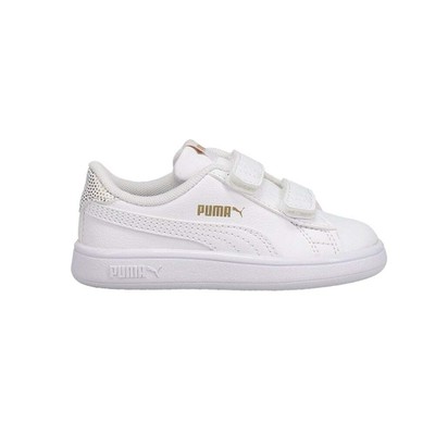 

Puma Smash V2 Metallics V Slip On Infant Girls Белые кроссовки Повседневная обувь 38619, Белый, Puma Smash V2 Metallics V Slip On Infant