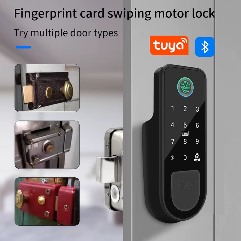 Bluetooth Tuya App Fingerprint Smart Door Lock Gate Password RFID Card Rim Bolt