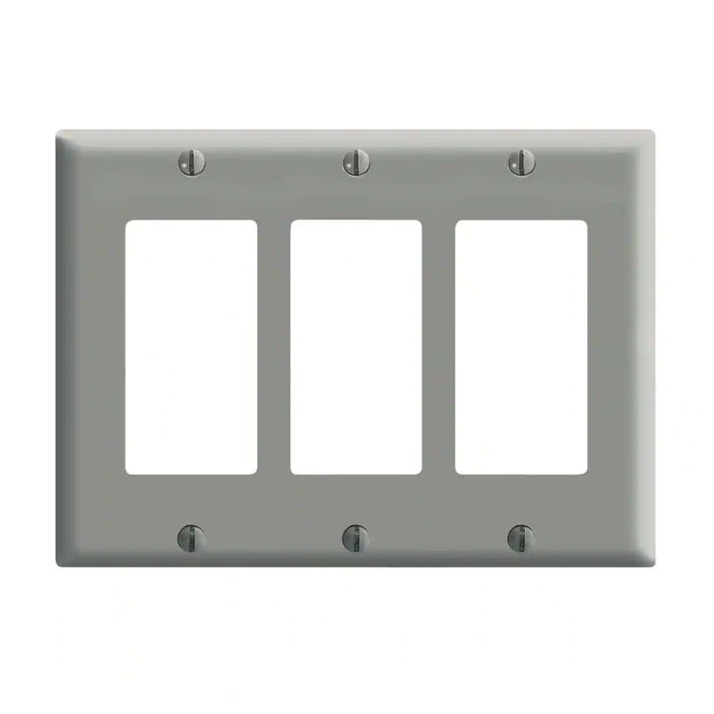 Gray 3-Gang Decorator/Rocker Wall Plate (1-Pack)
