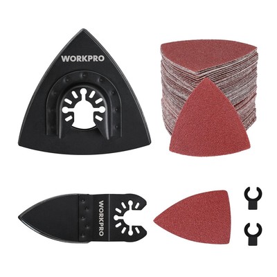 WORKPRO 124PCS Sanding 3-1/8'' Triangular Finger Oscillating Multi Tool Sand Pads