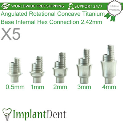 5x Angulated Rotational Concave CAD/CAM Ti-Base Dental Int Hex Connection 2.42mm