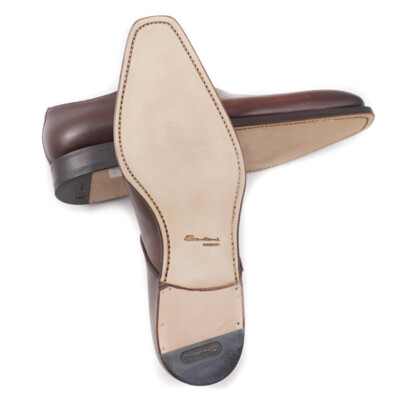 Pre-owned Santoni $1295  Goodyear-welt Brown Single-buckle Monk Strap Us 7 Shoes