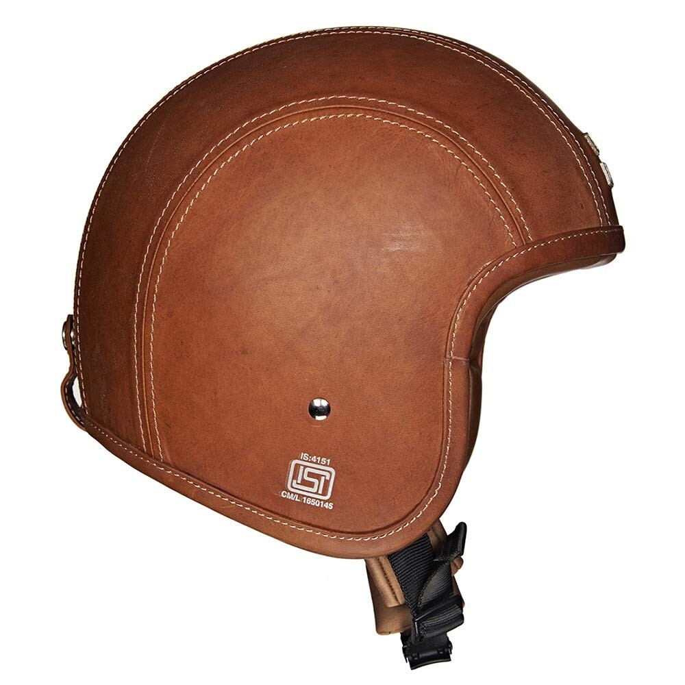 For Royal Enfield Open Face Granado Helmet Vintage Brown Leather LSize 600mm 