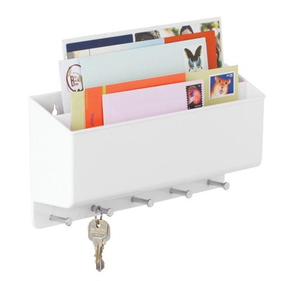 InterDesign Linus Divided Mail Holder and Key Rack Organizer – Wall Mounted