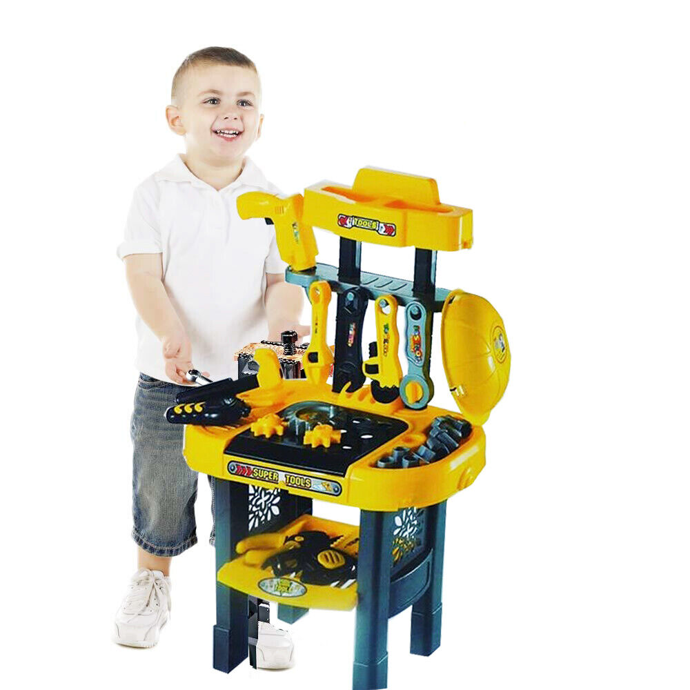 Super Tool Childrens Kids Boys Building Work Bench Table Set Diy