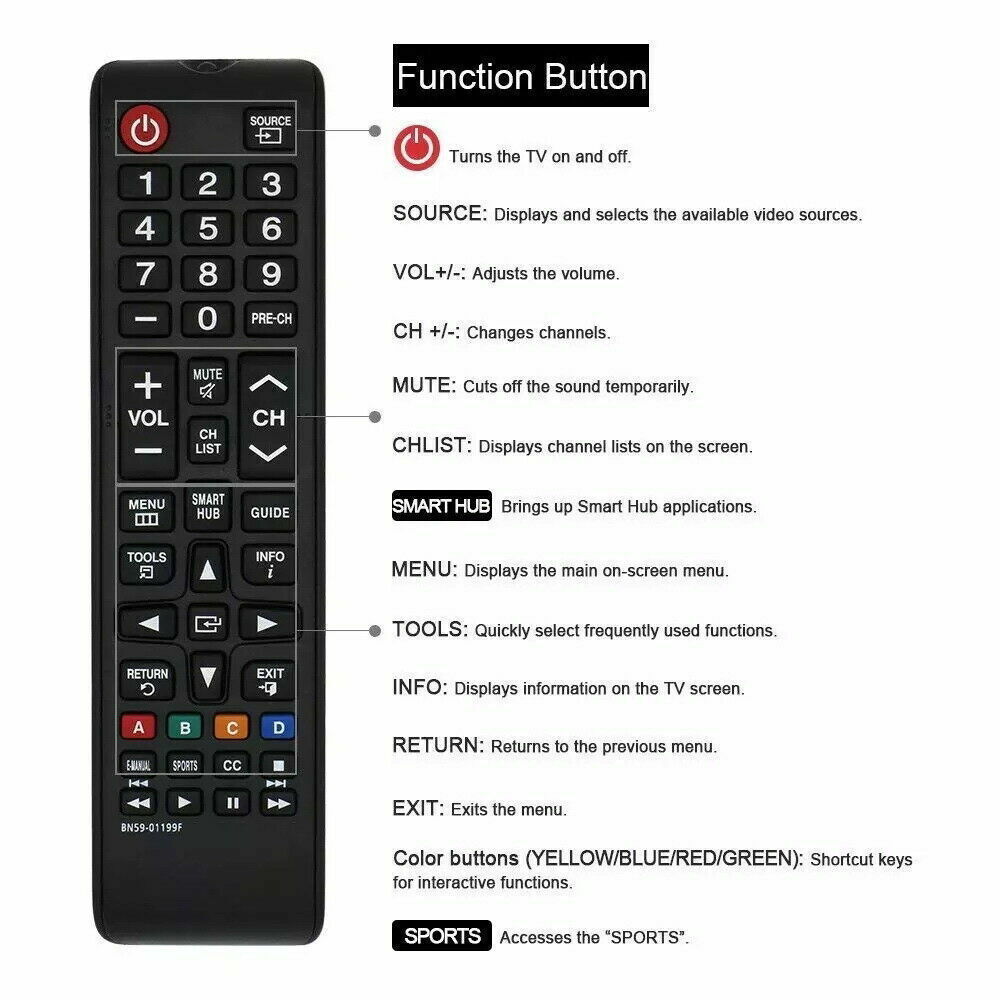 ::New Universal Remote Control for ALL Samsung LCD LED HDTV 3D Smart TVs