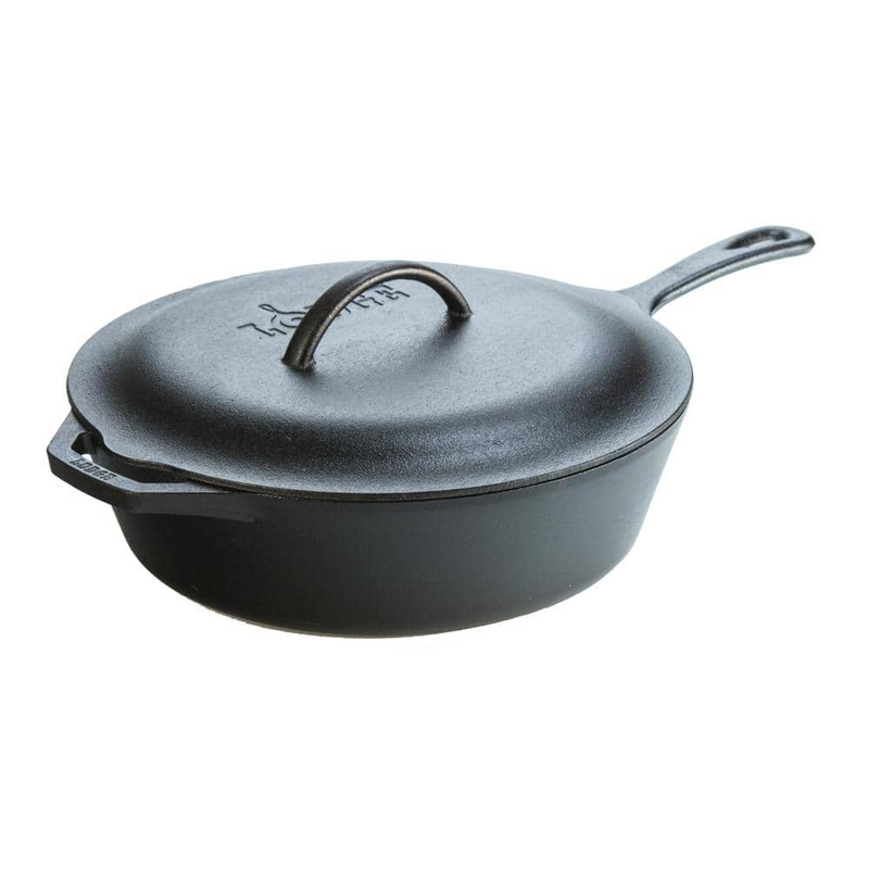 12 In. Cast Iron Deep Skillet In Black With Lid | Lodge Chicken Fryer Cover