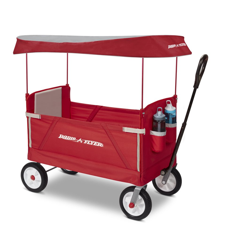 Radio Flyer 3-In-1 All Terrain Off-Road EZ Folding Kids Wagon with Canopy Red