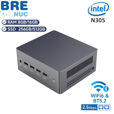 BRENUC N9NPro Mini PC Intel i3-N305 8GB RAM 256GB SSD 2.5Gx2 WiFi6 BT5.2 Win11
