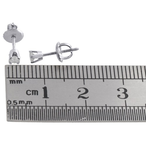 Pre-owned Jfl Diamonds & Timepieces 14k White Gold Solitaire Round Diamond Studs 2.75mm Screw Back Earrings 0.17 Ct.